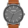 Nixon kapıcı deri 22VFD62 kol saati tunç/kömür/taupe