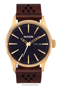 Nixon nöbetçi deri 22VFD56 kol saati altın/çivit mavisi/kahverengi