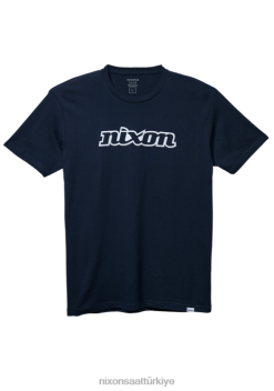 Nixon og script eko-repreve tişört 22VFD498 Giyim lacivert/beyaz