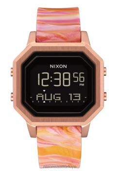 Nixon siren paslanmaz çelik 22VFD211 kol saati gül altın/pembe mermer